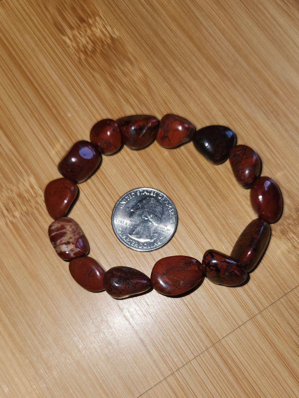 Red Jasper Beaded Stretch Bracelet - Women Jewelry *E8